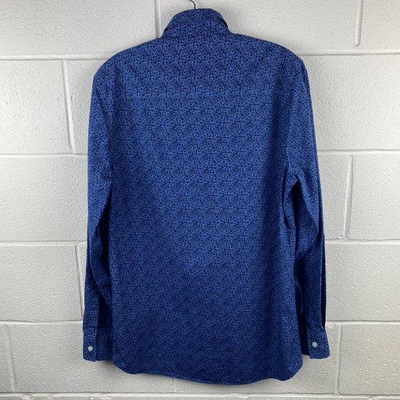 Topman Shirt Mens Size Small Floral Blue Long‎ Sleeves Button Down - Picture 2 of 13